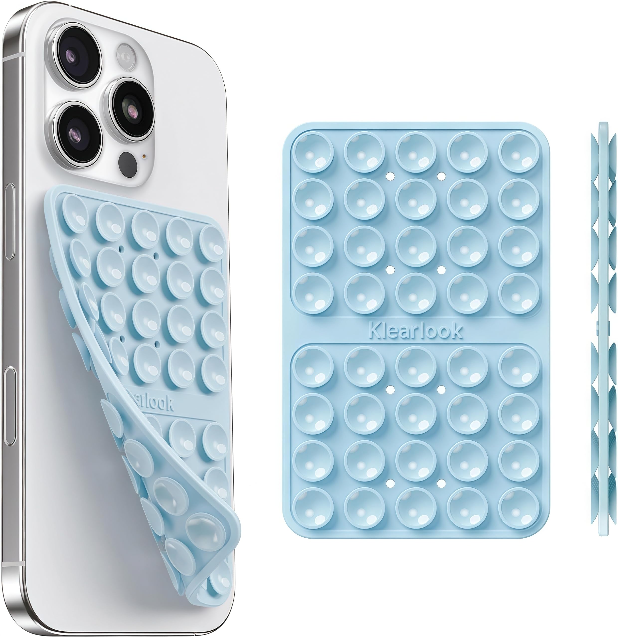 Klearlook Silicone Suction Cup Phone Case Mount Double Sided, Sticky Phone Grip with Higher Suction Power for Cell Phone, Hands-Free Phone Accessories Holder for Selfies and Videos, Transparent